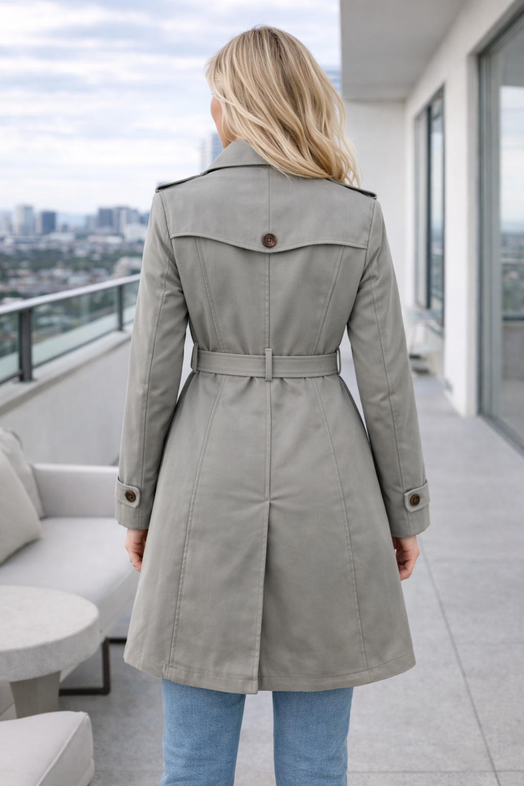 Gabardina Larga Elegante para Mujer – Abrigo Clásico de Temporada