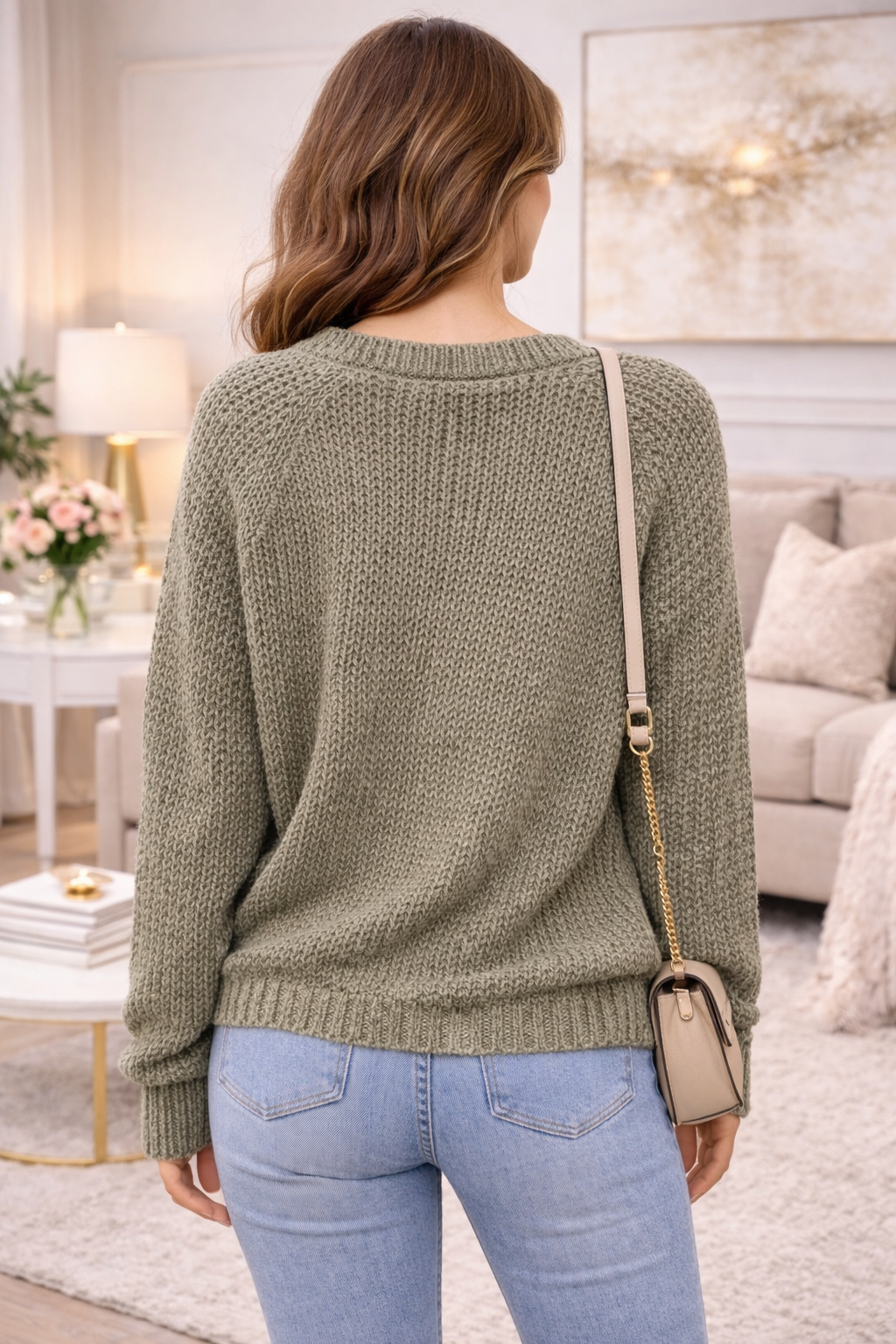 Suéter Tejido Básico para Mujer – Suéter Casual Elegante Manga Larga