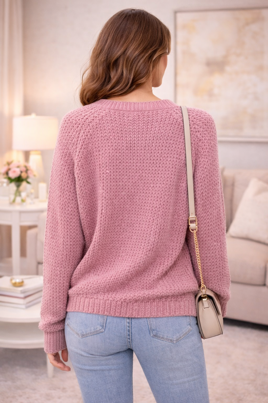 Suéter Tejido Básico para Mujer – Suéter Casual Elegante Manga Larga