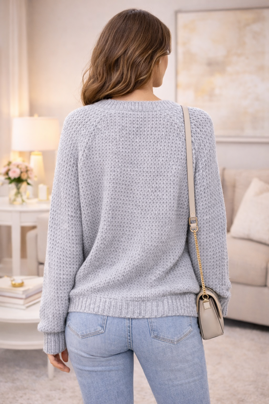 Suéter Tejido Básico para Mujer – Suéter Casual Elegante Manga Larga
