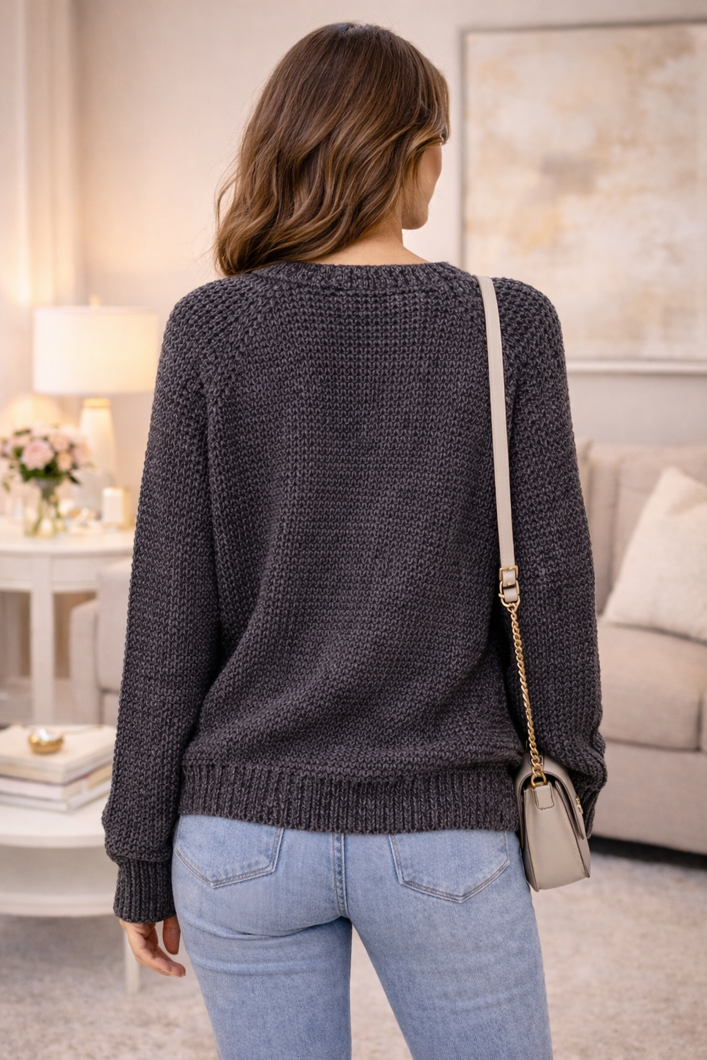 Suéter Tejido Básico para Mujer – Suéter Casual Elegante Manga Larga