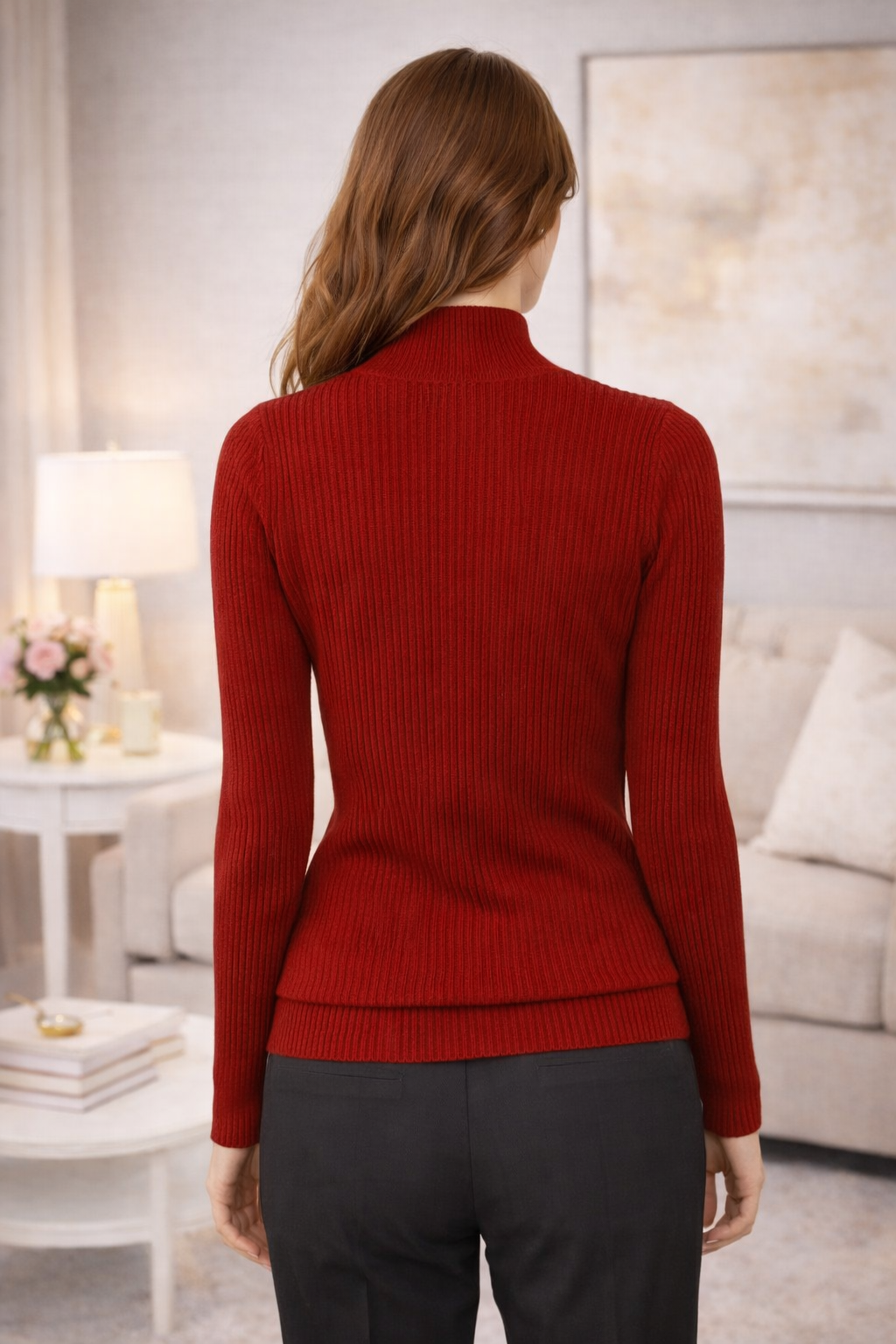Suéter Unitalla Cuello Alto Tejido para Mujer – Básico Elegante Manga Larga