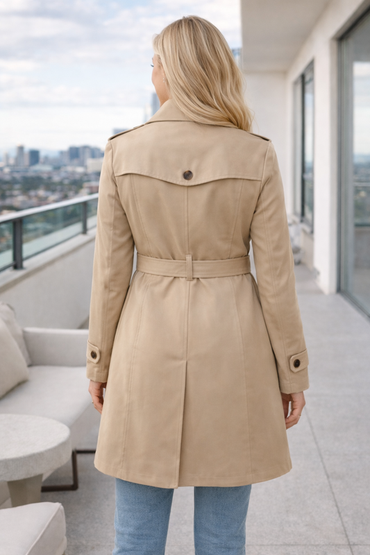 Gabardina Larga Elegante para Mujer – Abrigo Clásico de Temporada