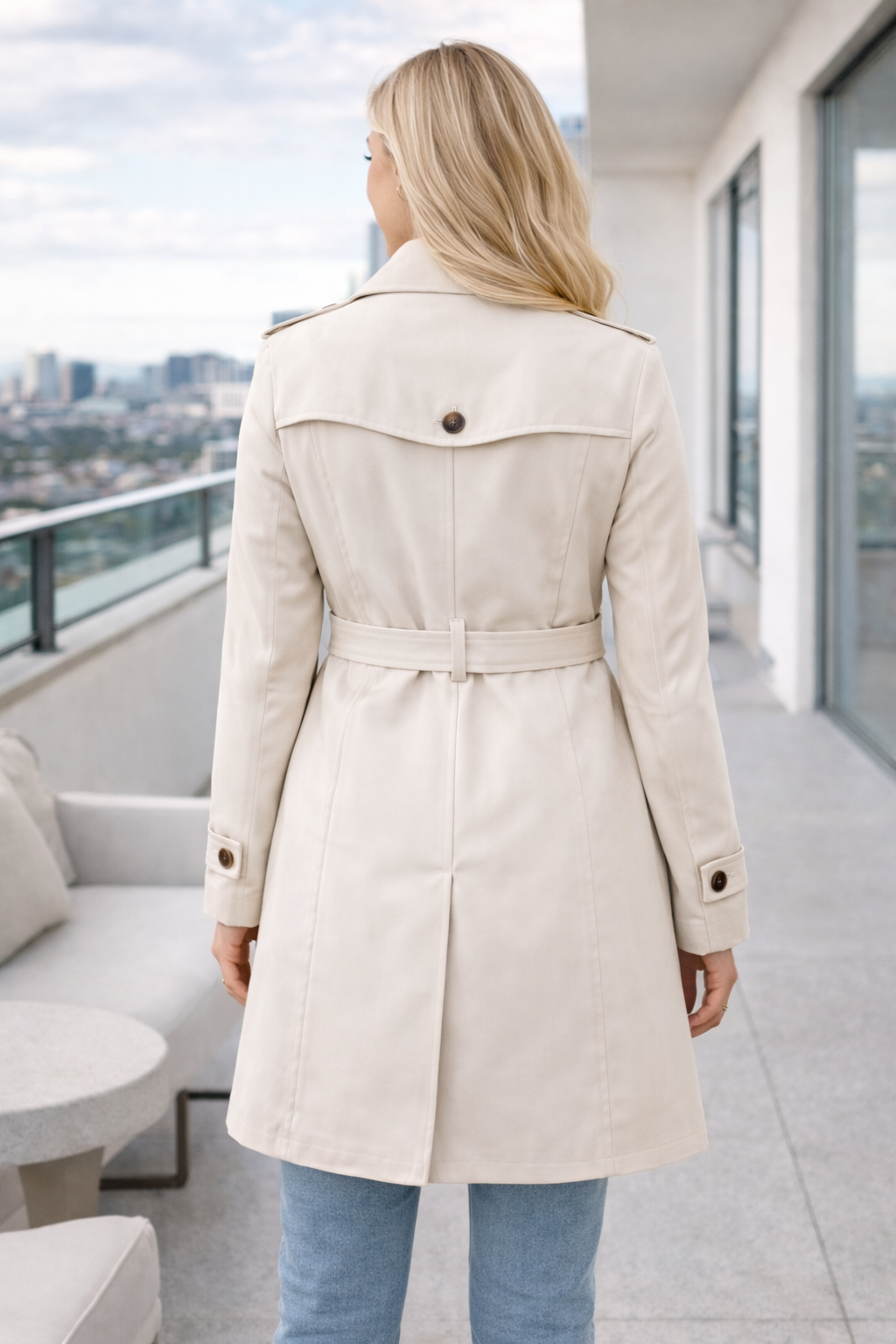 Gabardina Larga Elegante para Mujer – Abrigo Clásico de Temporada