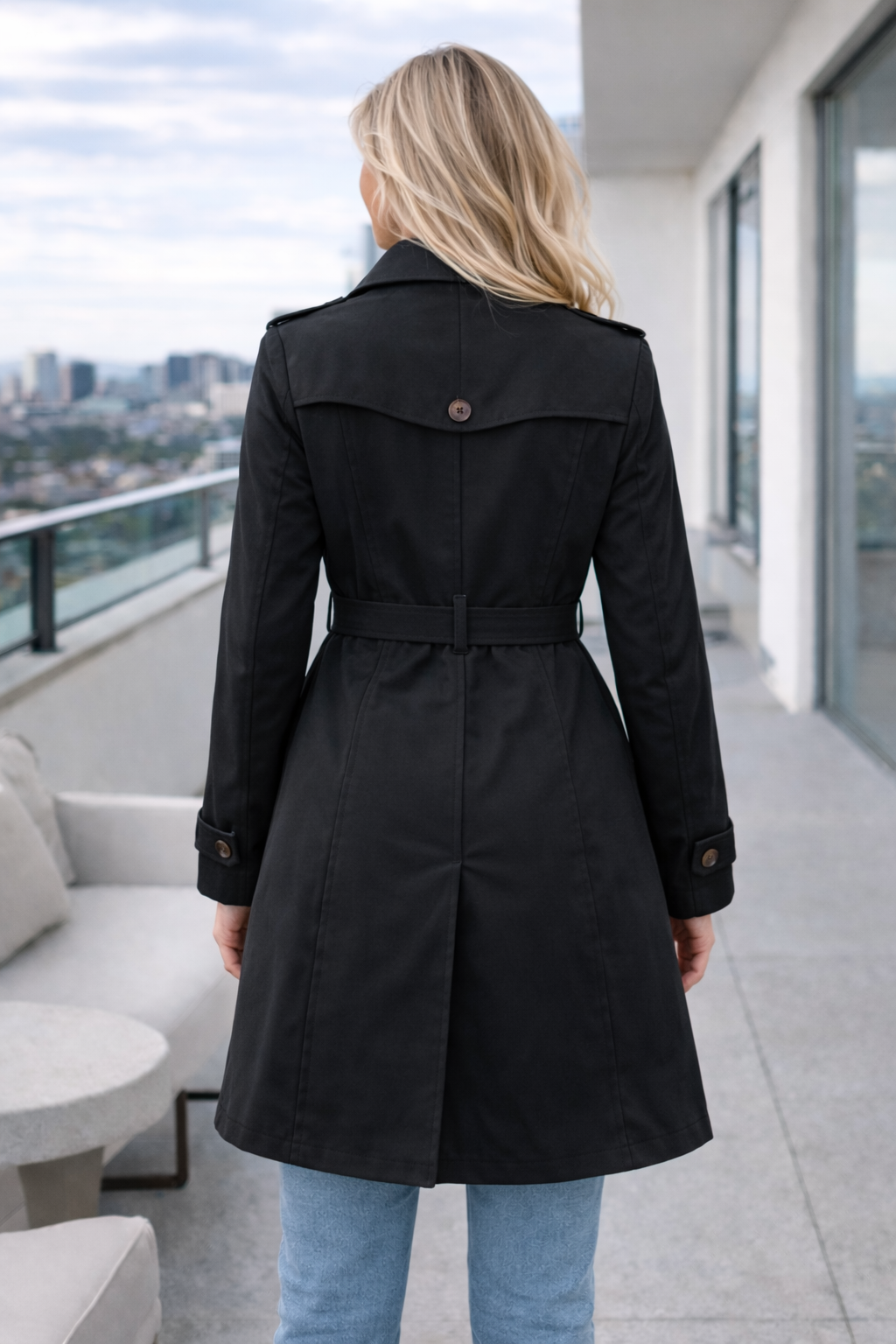 Gabardina Larga Elegante para Mujer – Abrigo Clásico de Temporada