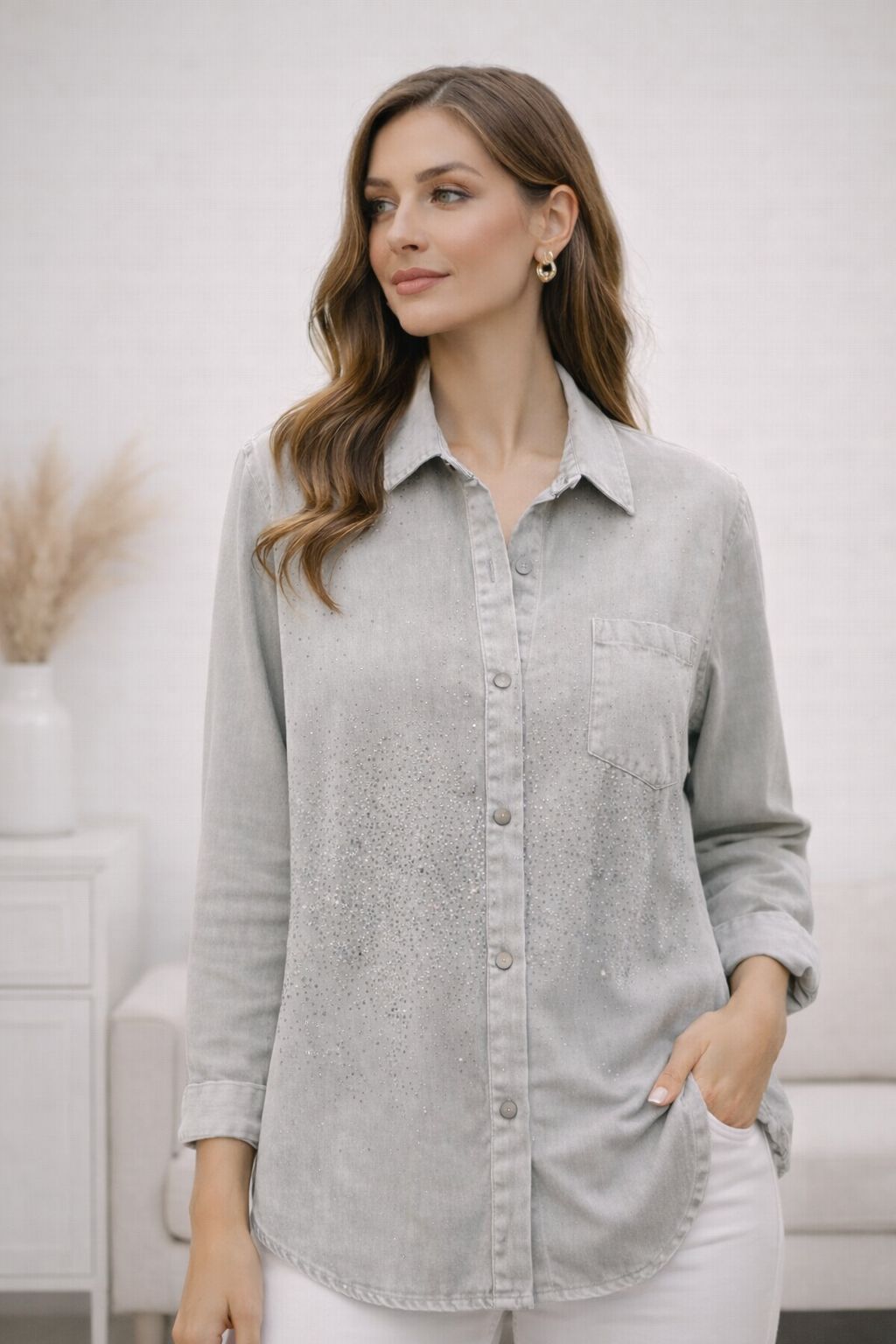 Camisa Mujer Casual Manga Larga – Blusa Elegante de Moda